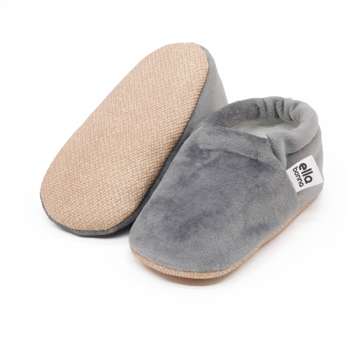 Organic Cotton Velvet Home Nursery Moccasin Shoes, Gray - The Baby Penguin