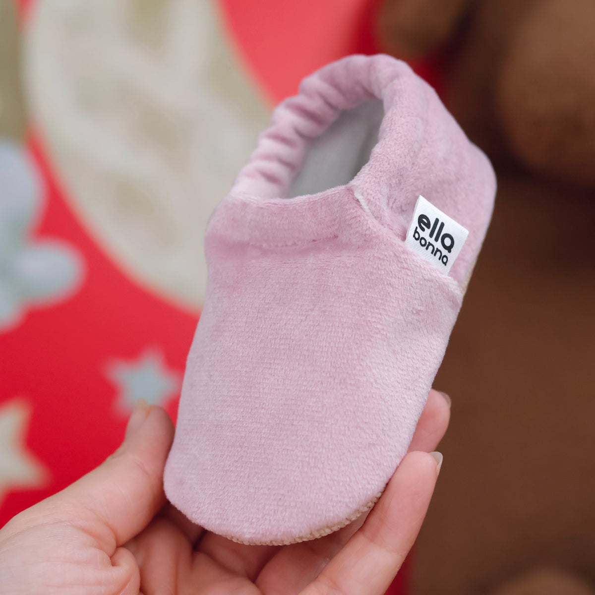 Organic Cotton Velvet Home Nursery Moccasin Shoes, Pink - The Baby Penguin