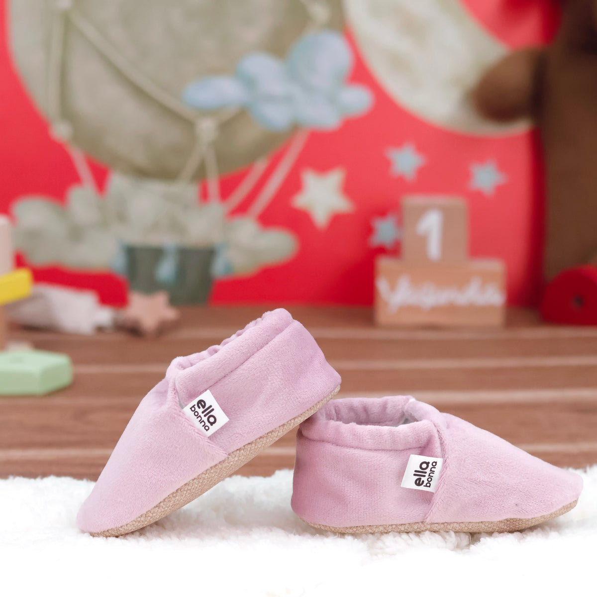 Organic Cotton Velvet Home Nursery Moccasin Shoes, Pink - The Baby Penguin