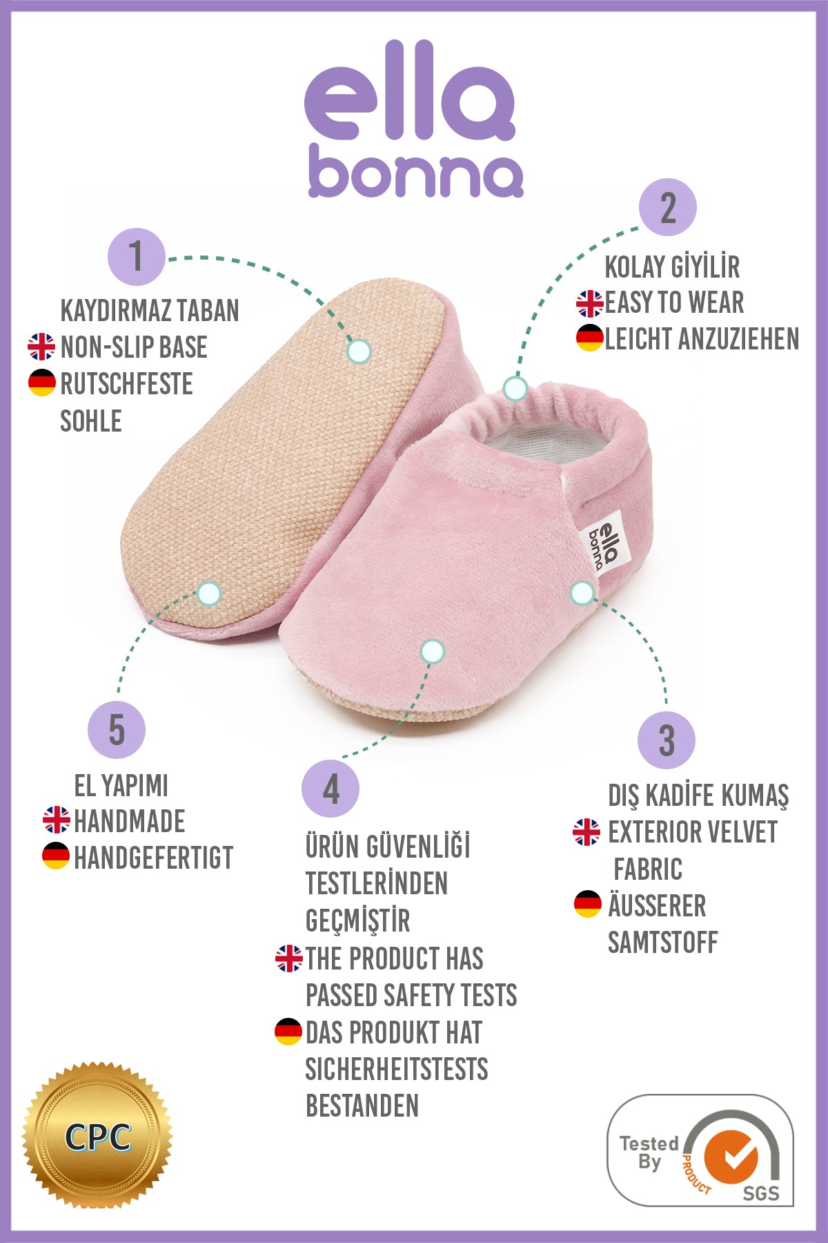 Organic Cotton Velvet Home Nursery Moccasin Shoes, Pink - The Baby Penguin