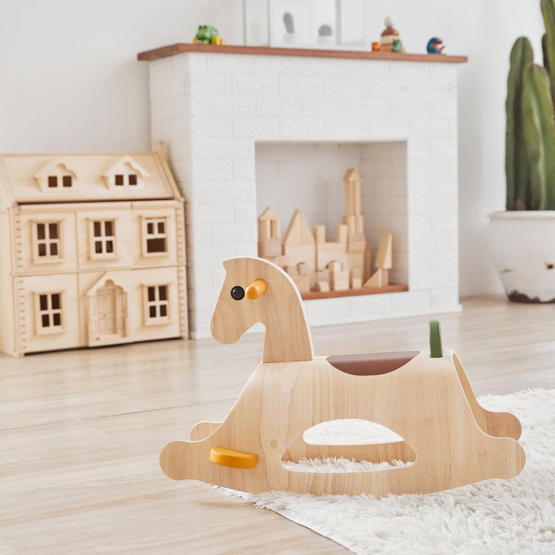 PlanToys Palomino Wooden Rocking Horse – Modern Rustic