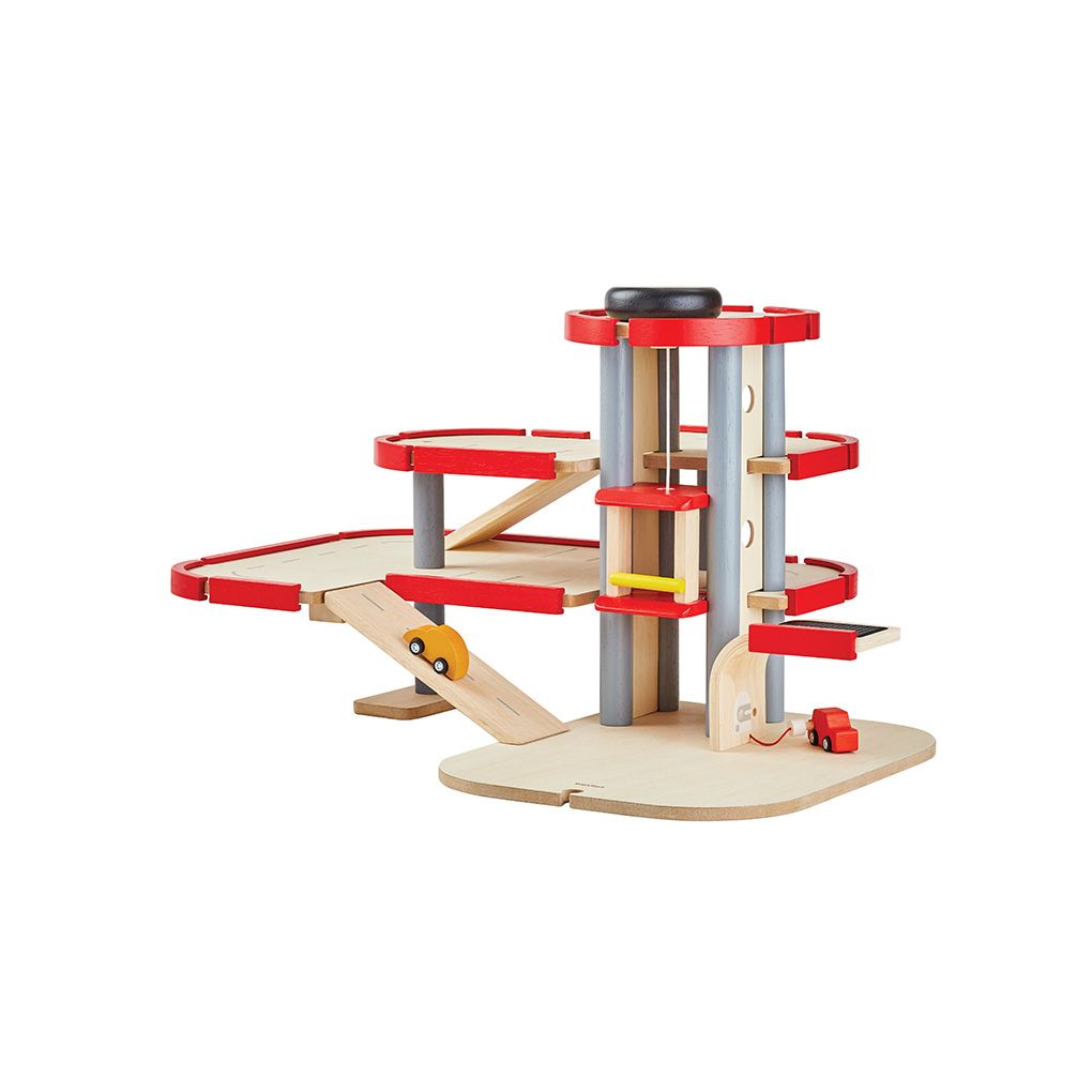 PlanToys Wooden Parking Garage with Elevator