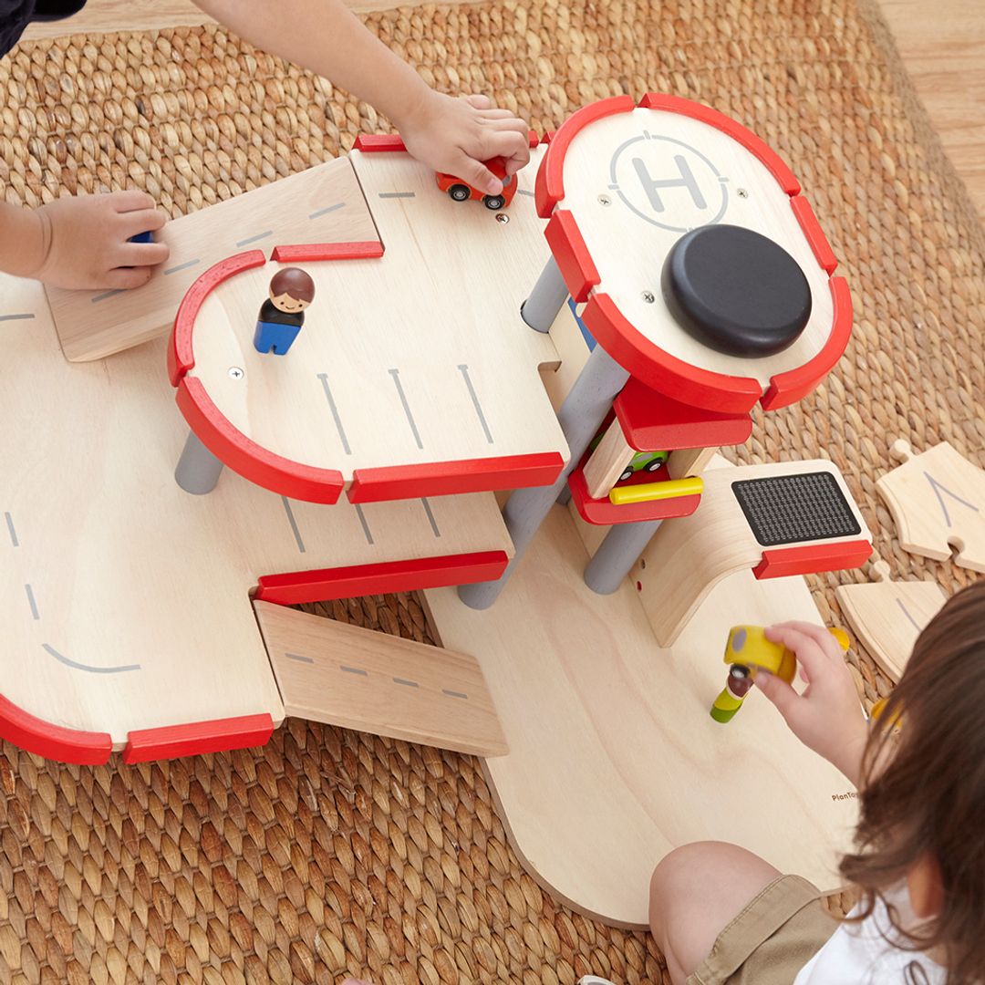 PlanToys Wooden Parking Garage with Elevator