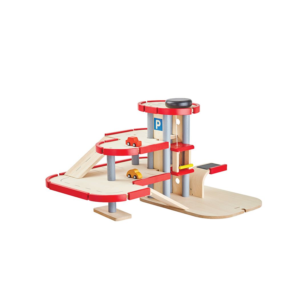 PlanToys Wooden Parking Garage with Elevator