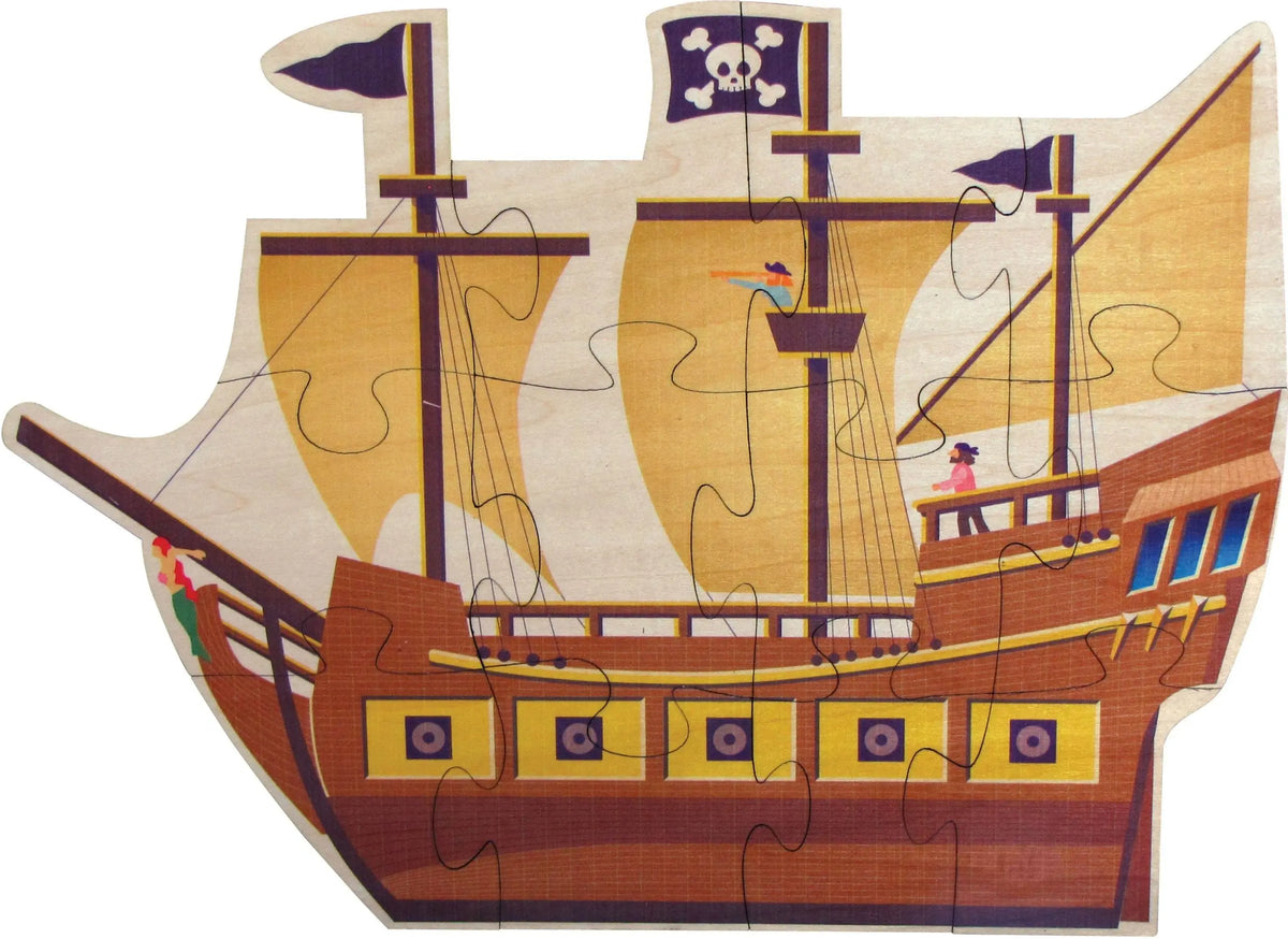 Pirate Ship Shaped Jigsaw Puzzle | Sustainable Toy | USA Made