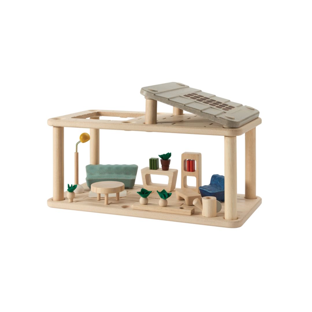 PlanToys PlanSpace Gathering Flat and Sunroom Dollhouse Set