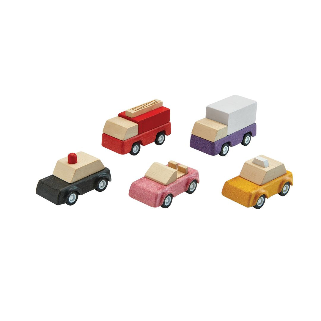 PlanToys PlanWorld Wooden Vehicle Set, 5 Vehicles