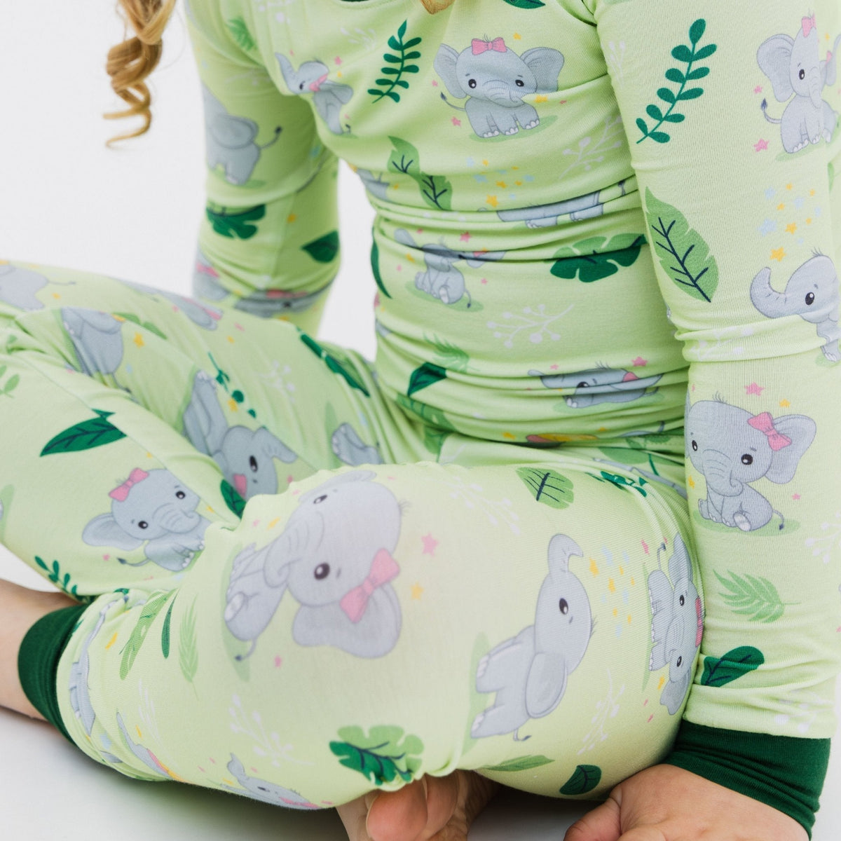Close-up of the pants on Bam & Stitch Playfully Strong Long Sleeve Pajamas.