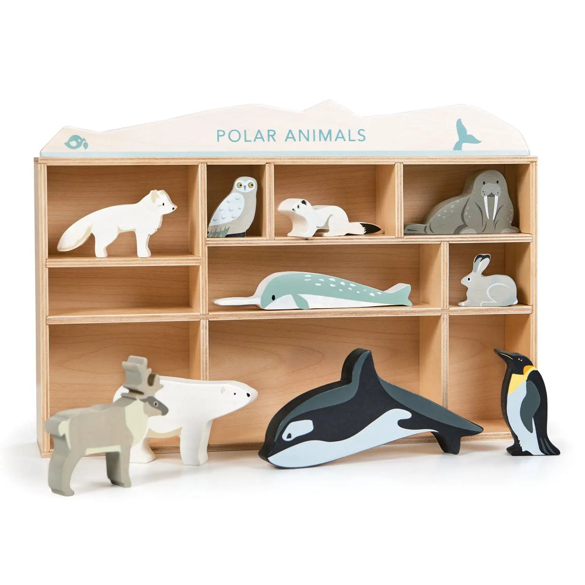 Tender Leaf Polar Wooden Animals with Display Shelf