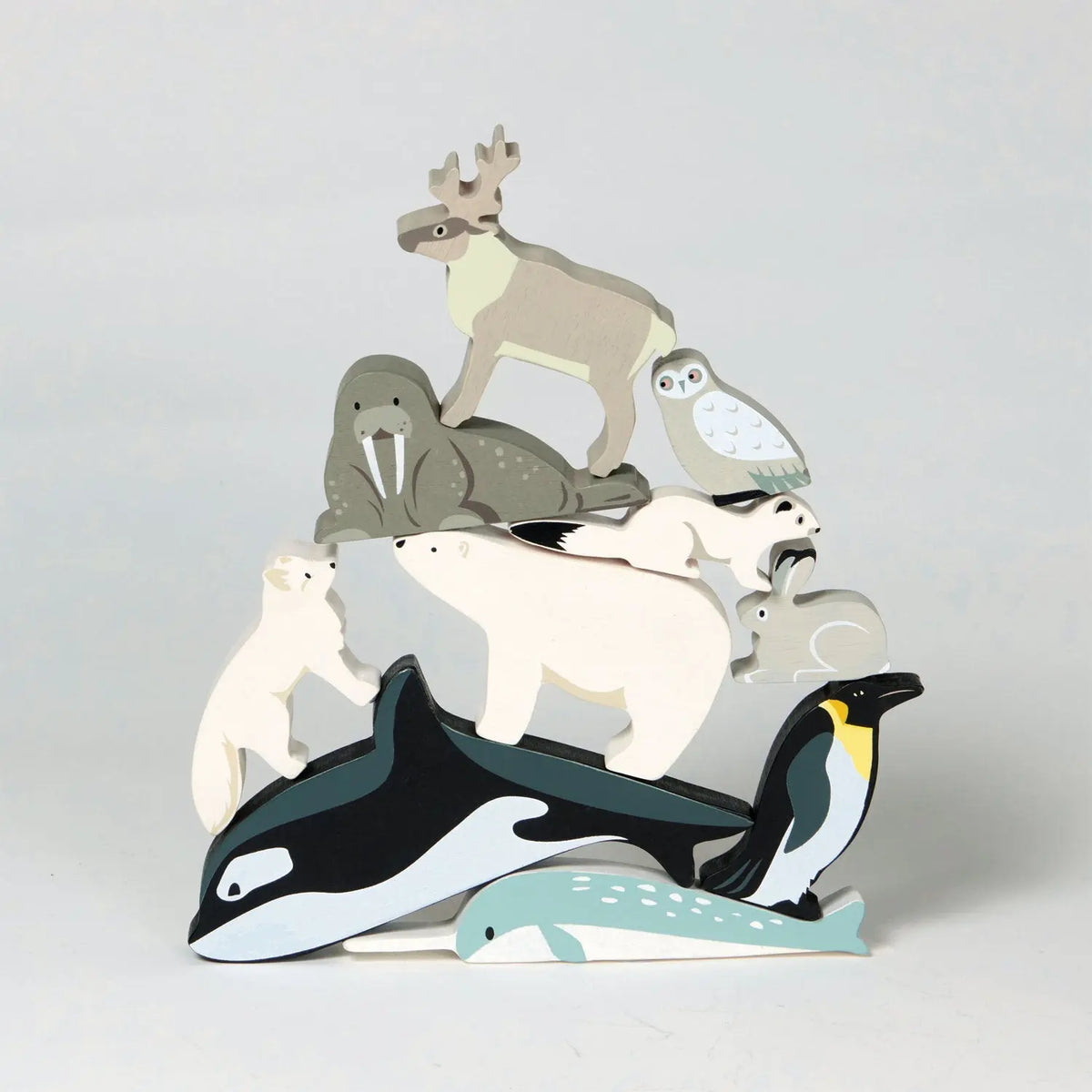 Tender Leaf Polar Wooden Animals with Display Shelf