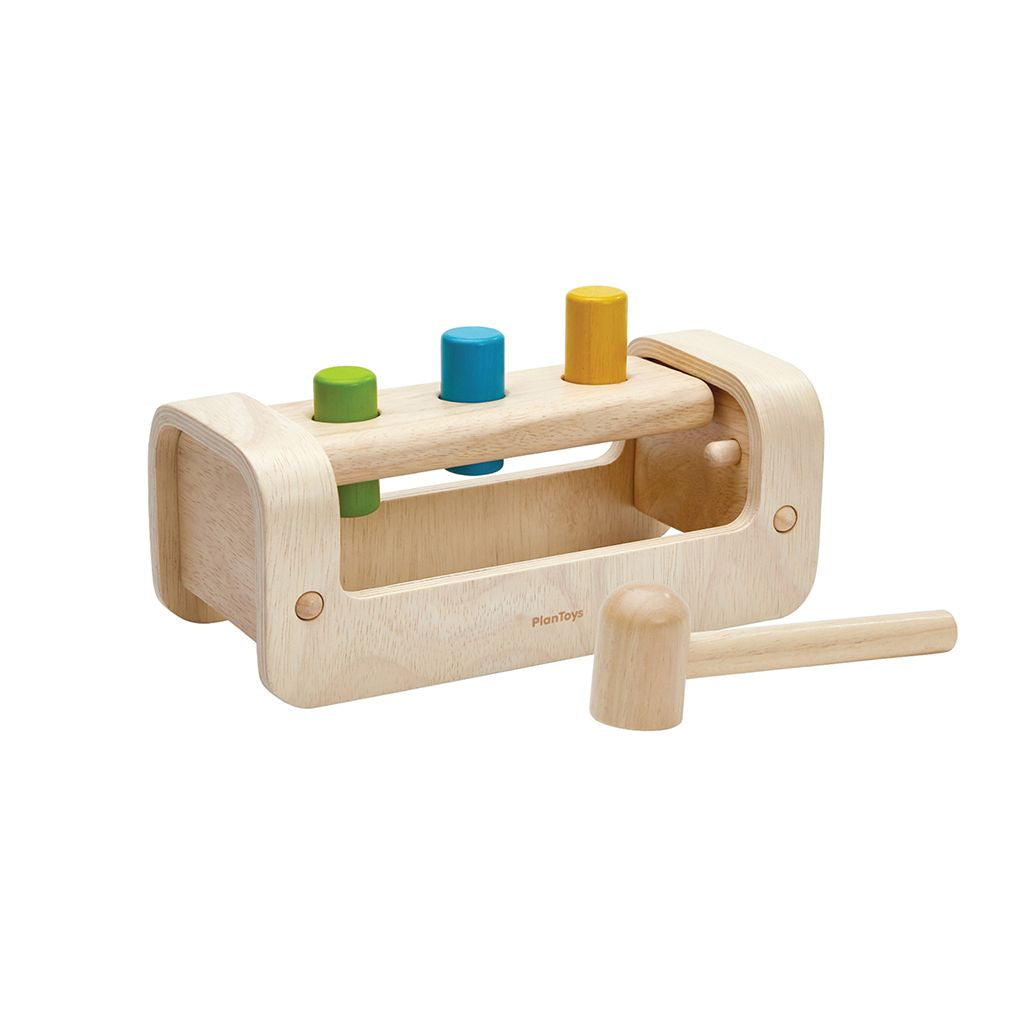 PlanToys Wooden Pounding Bench with 3 Pegs