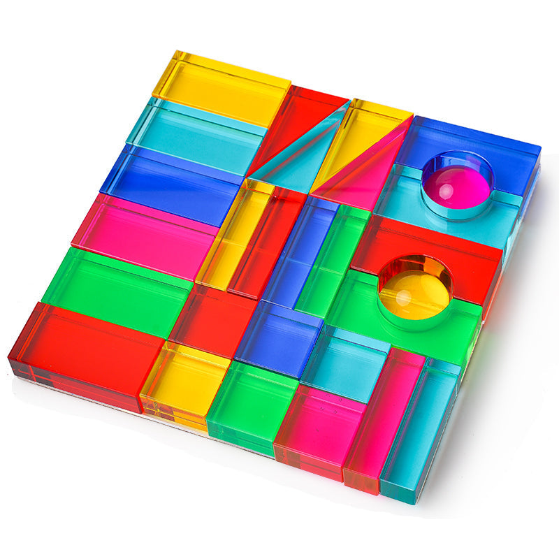 28-Piece Translucent Acrylic Building Block Set with Tray – view 2