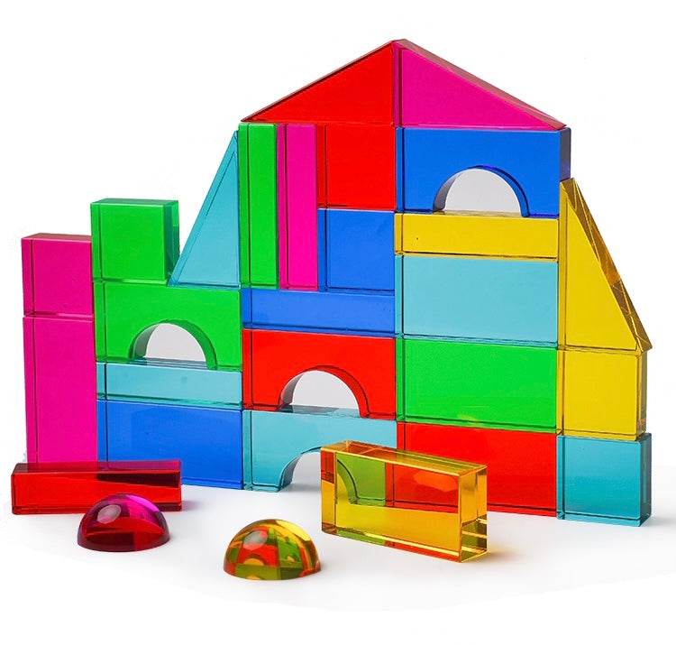 28-Piece Translucent Acrylic Building Block Set with Tray – view 7