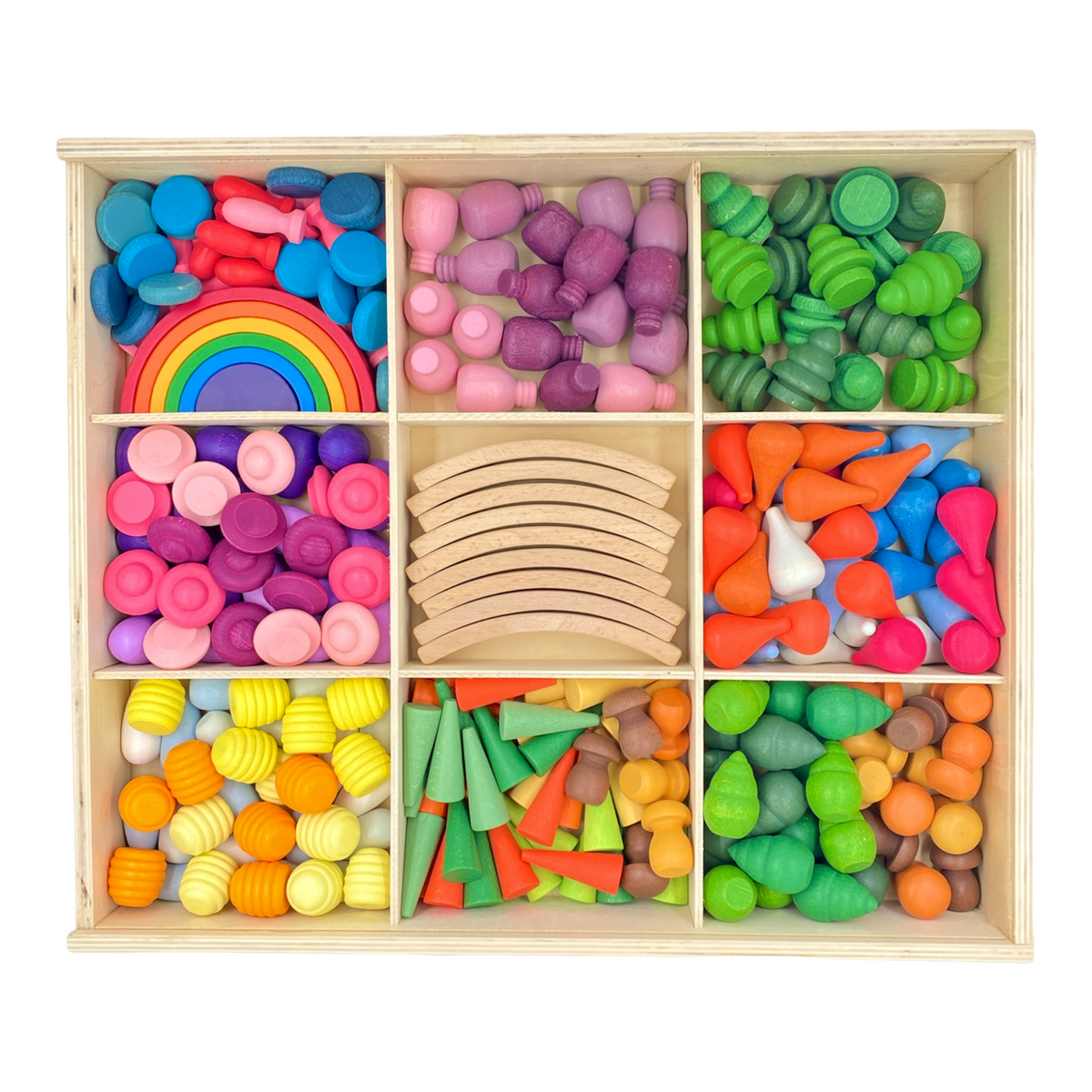 252-Piece Wooden Mandala Loose Parts Set with Tray – product image 1