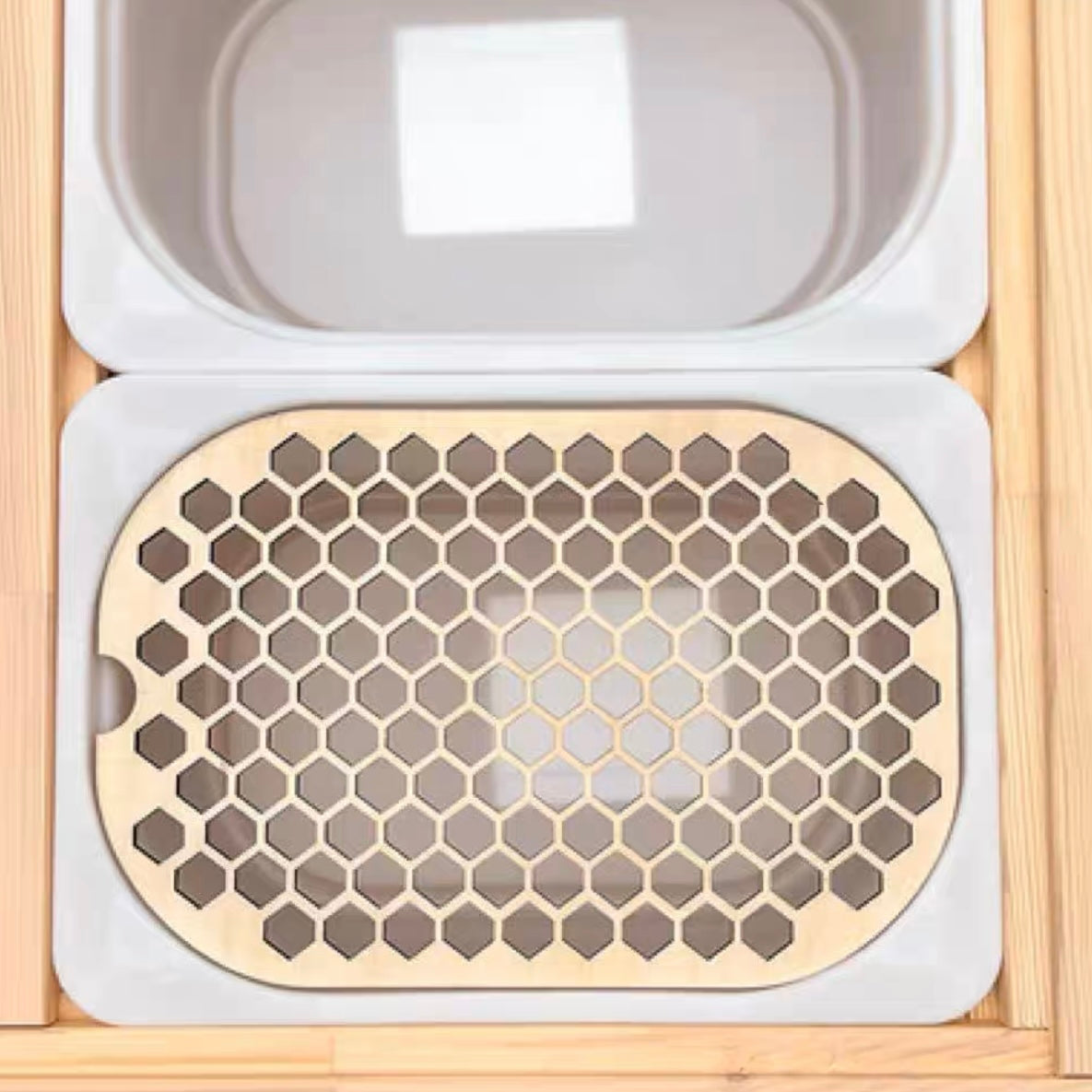 Wooden honeycomb sensory bin insert