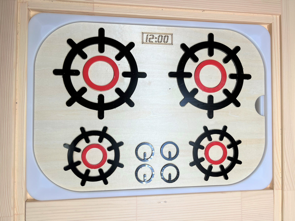 Kitchen cookstove insert fitted in a sensory table