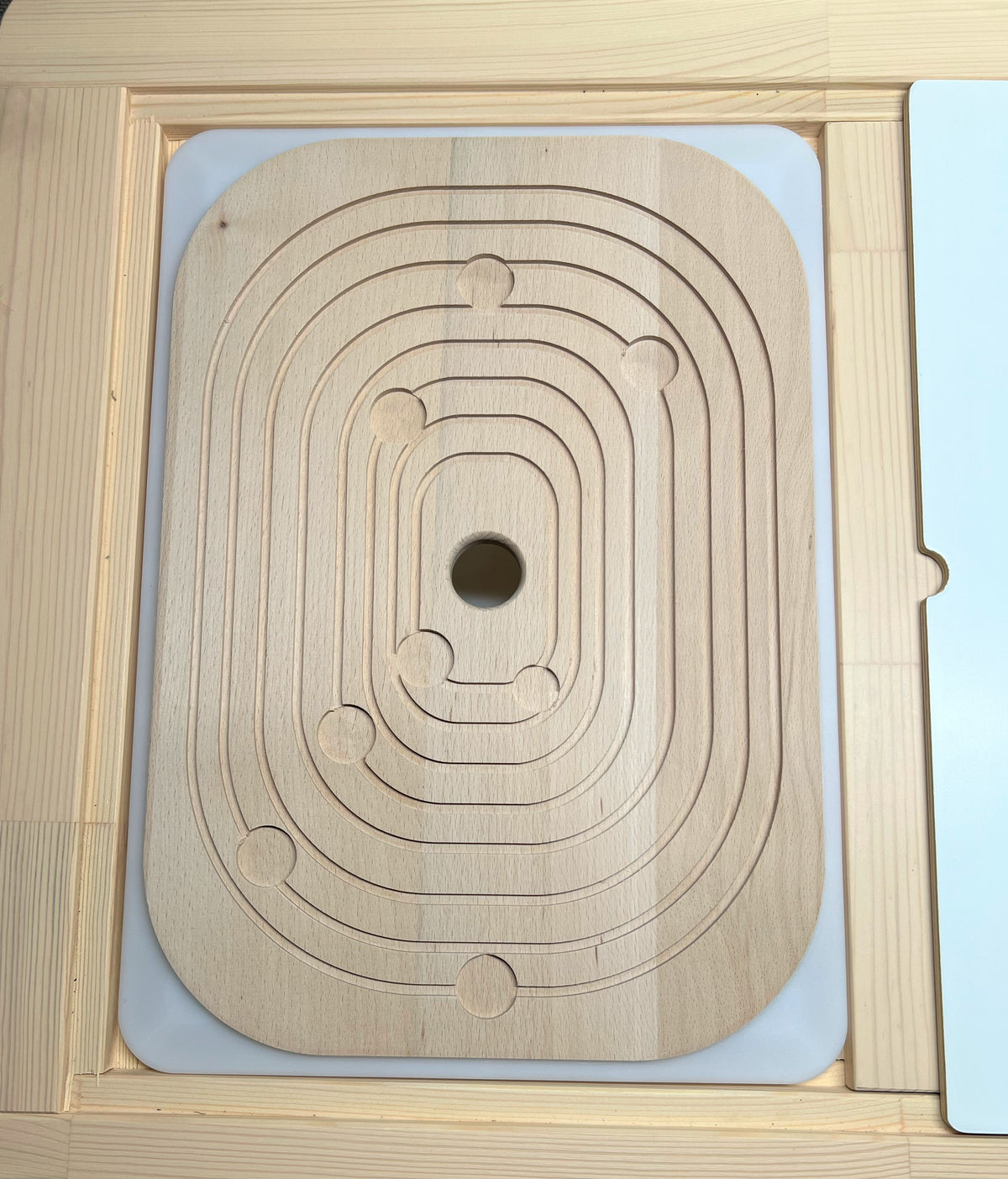 Wooden solar system maze activity board