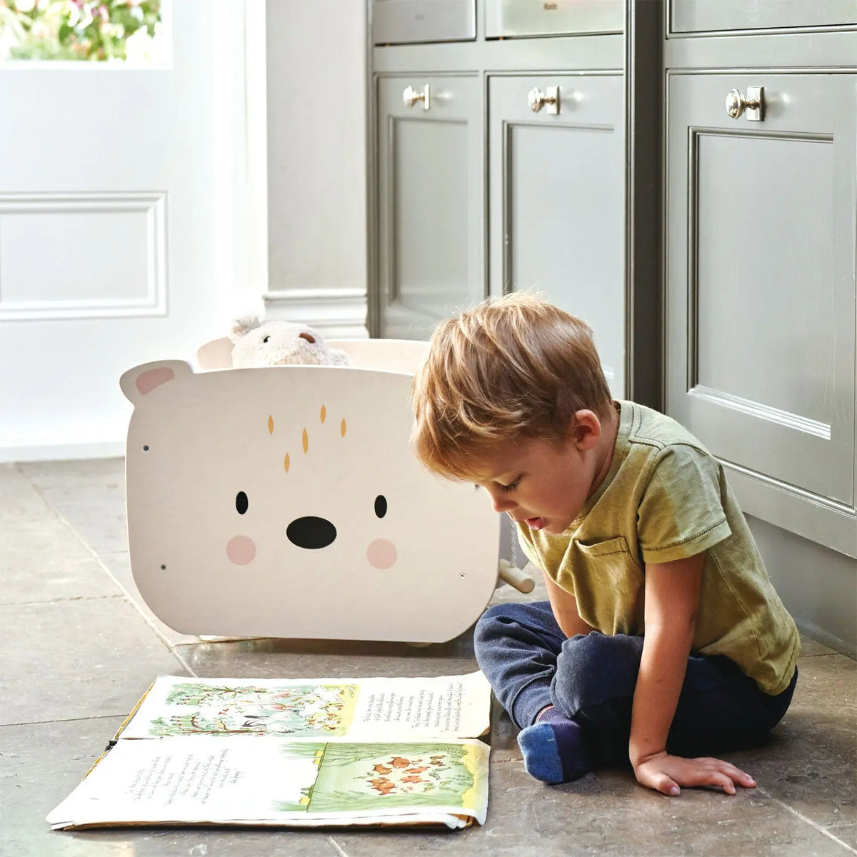 Tender Leaf Pull Along Bear Wooden Toy Cart
