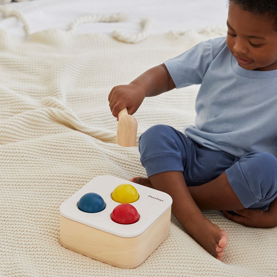 PlanToys Wooden Punch and Drop Ball Bin