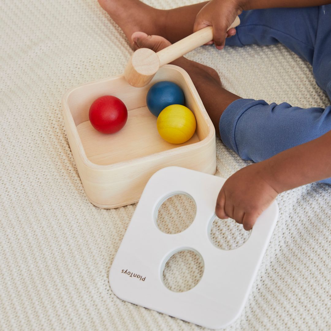 PlanToys Wooden Punch and Drop Ball Bin