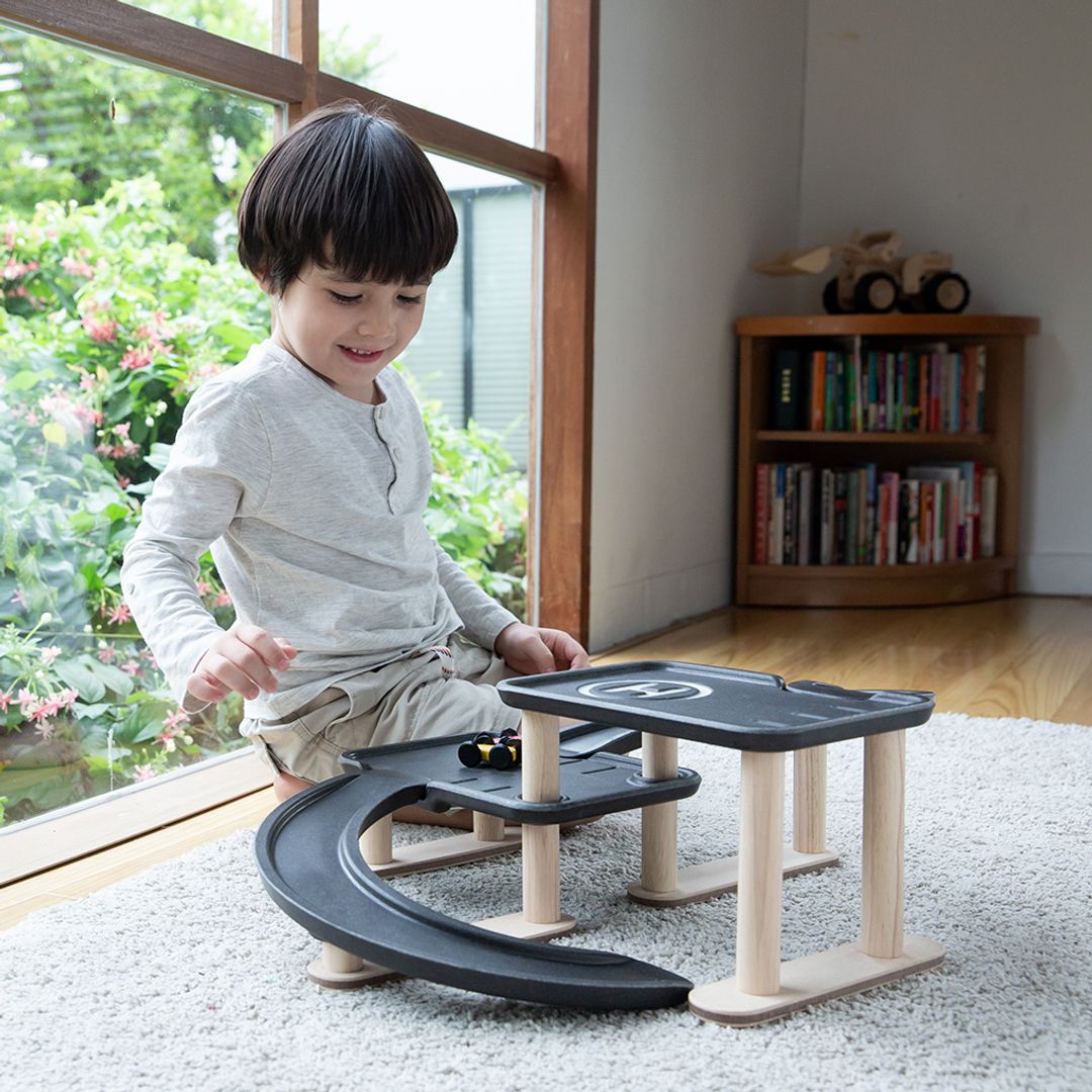 PlanToys Race N Play Wooden Parking Garage