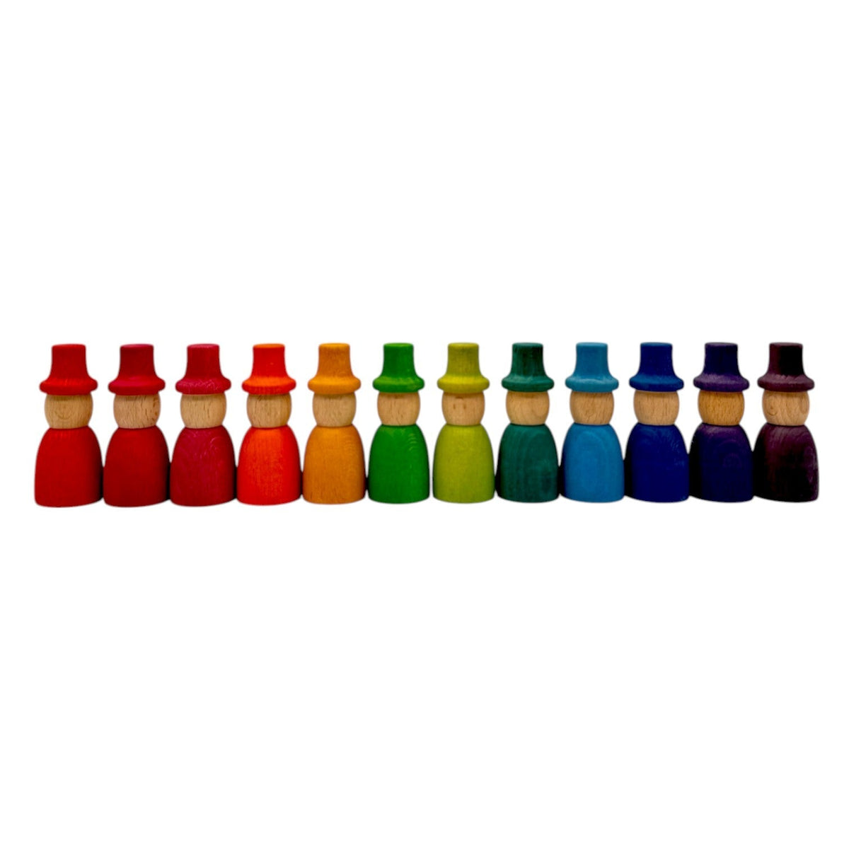 wooden gnome, wizard and acorn peg doll sets
