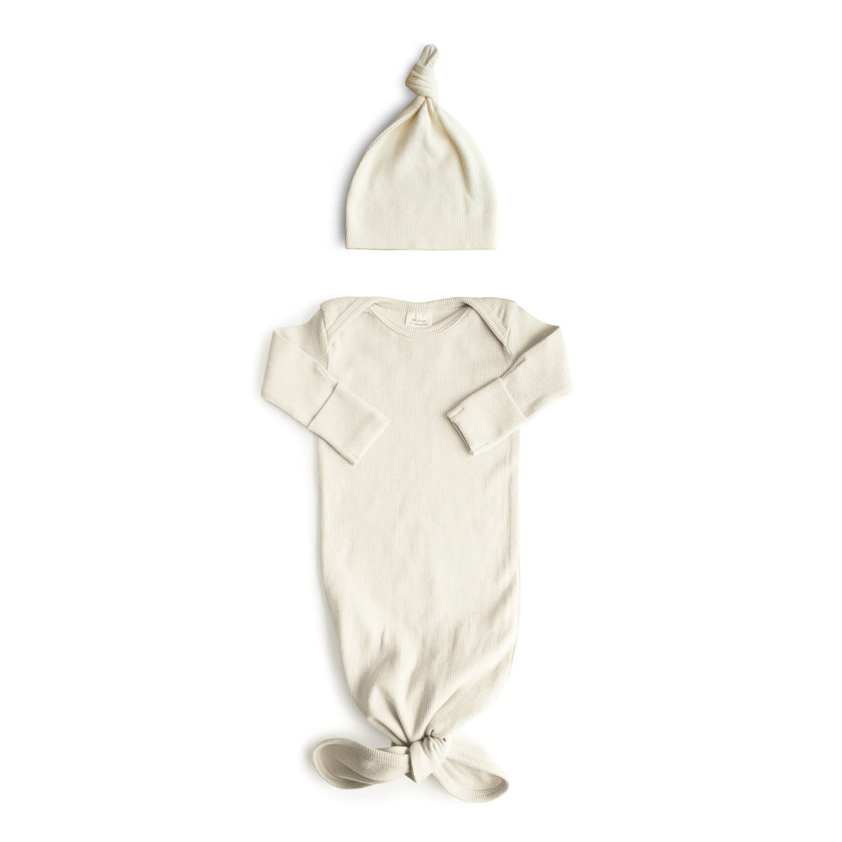 Ribbed Knotted Baby Gown + Beanie Set | Baby Clothes | The Baby Penguin