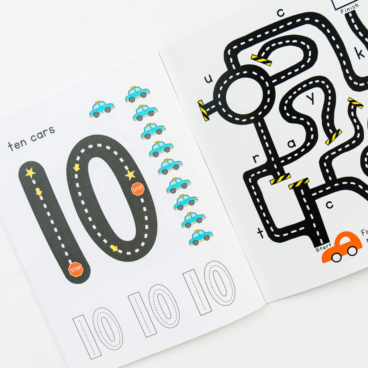 Road Trace Activity Book: Alphabet & Numbers Learning - The Baby Penguin