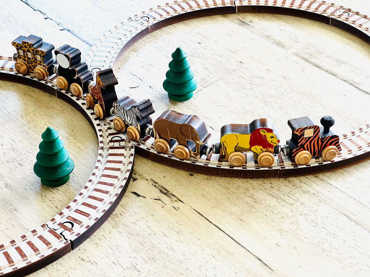 Safari Animal Train Set | Made in the USA | NameTrains Maple Landmark