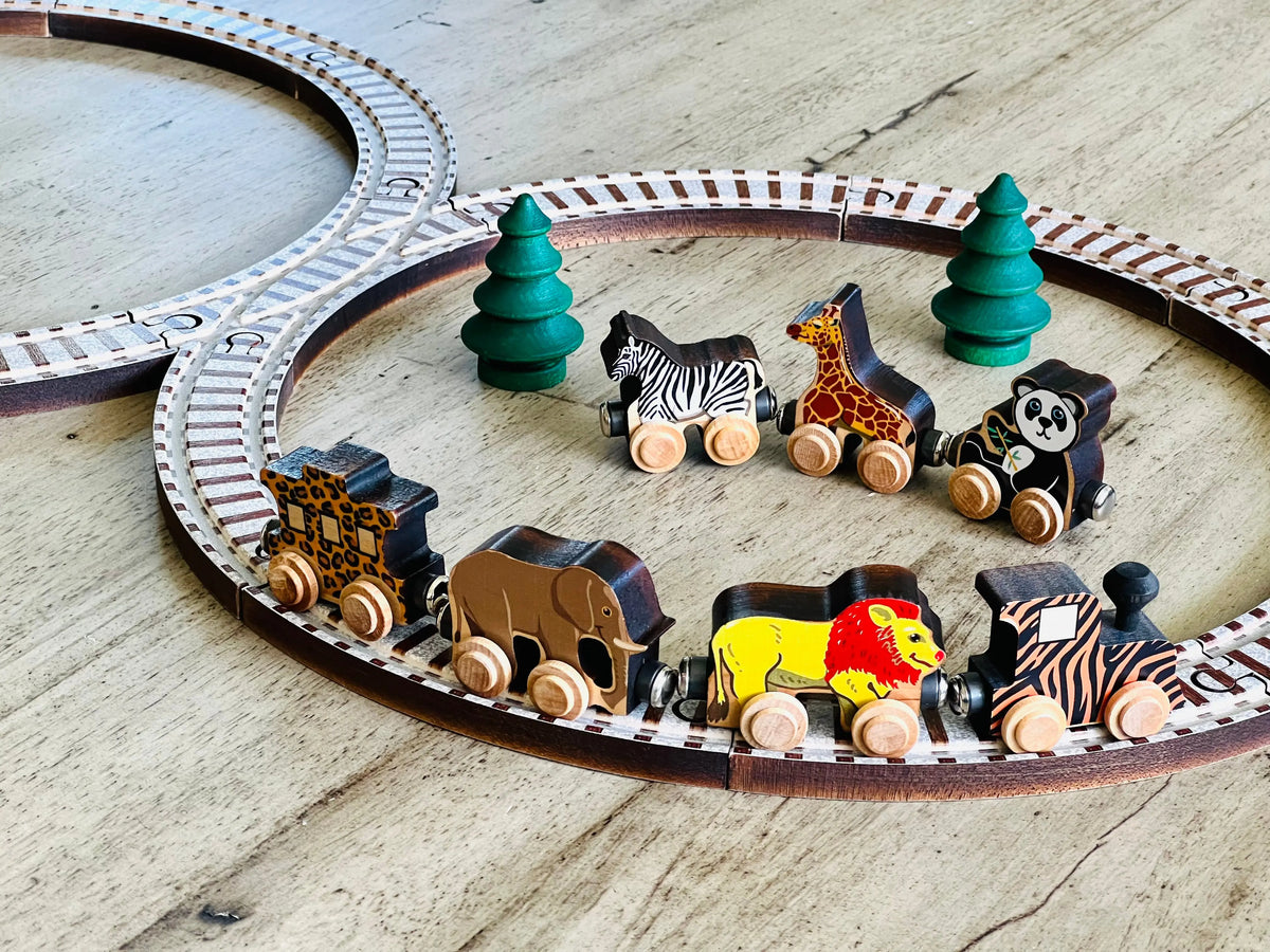 Safari Animal Train Set | Made in the USA | NameTrains Maple Landmark