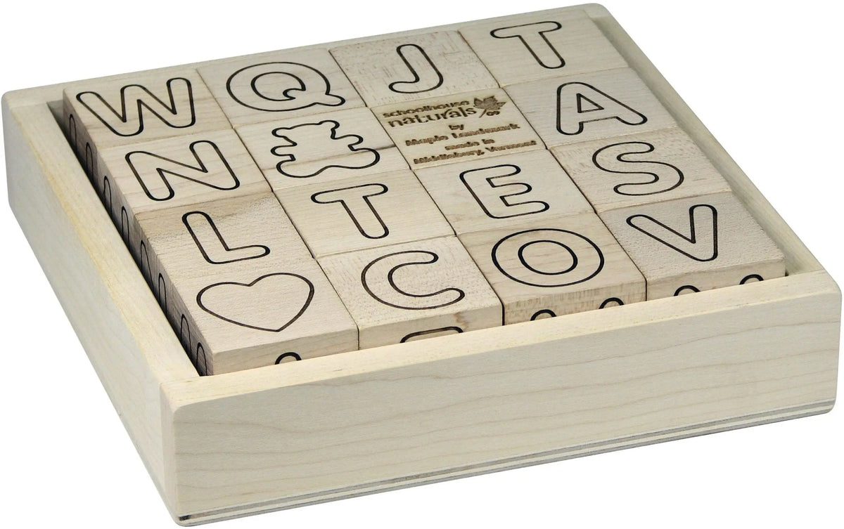 Simple ABC Natural Blocks w/ Tray | USA Made