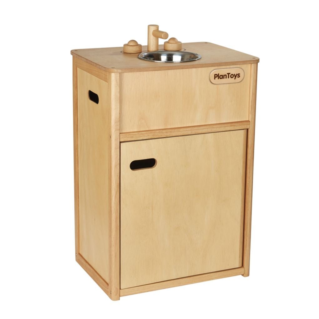 PlanToys Wooden Play Kitchen Sink with Storage