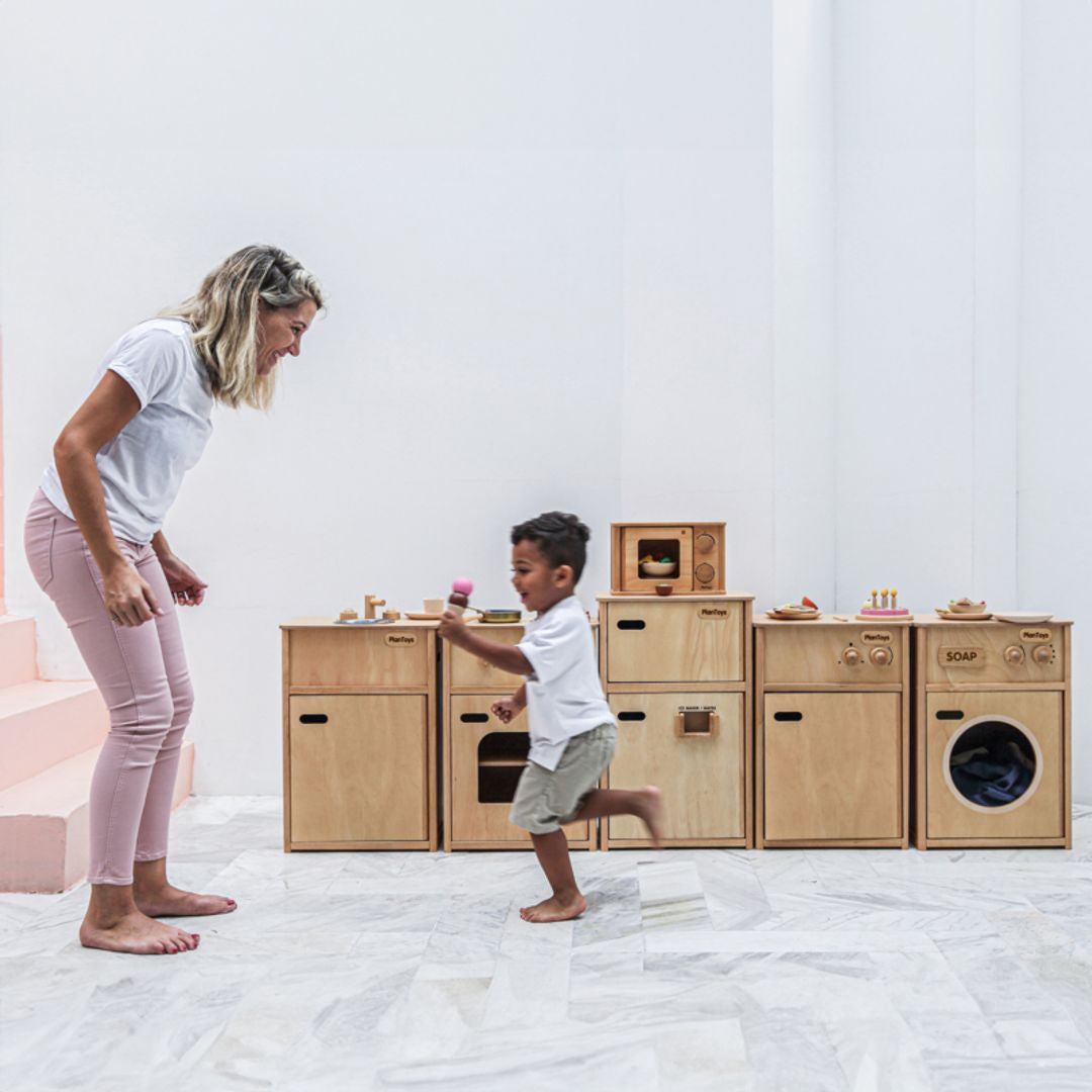 PlanToys Wooden Play Kitchen Sink with Storage