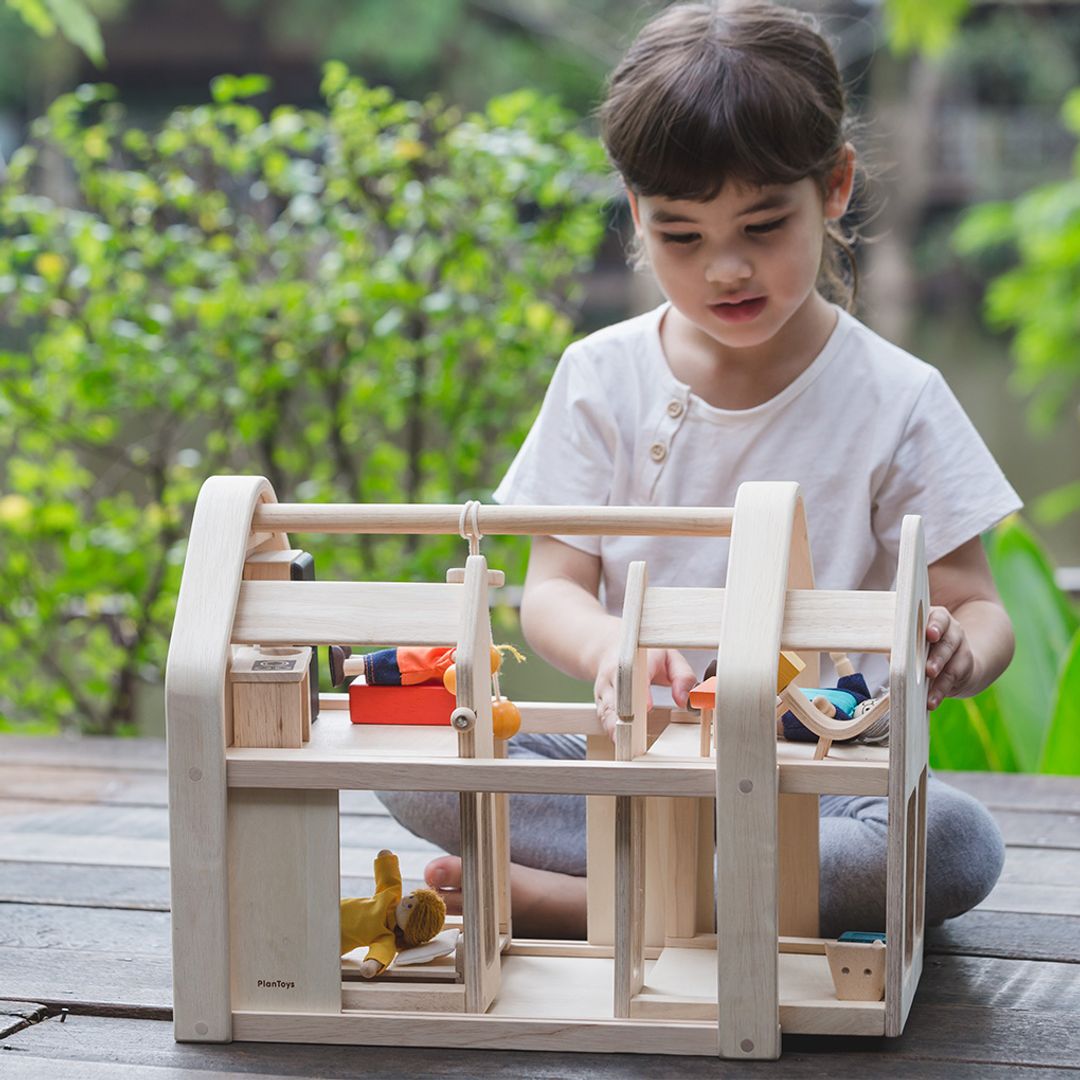 PlanToys Slide N Go Portable Wooden Dollhouse