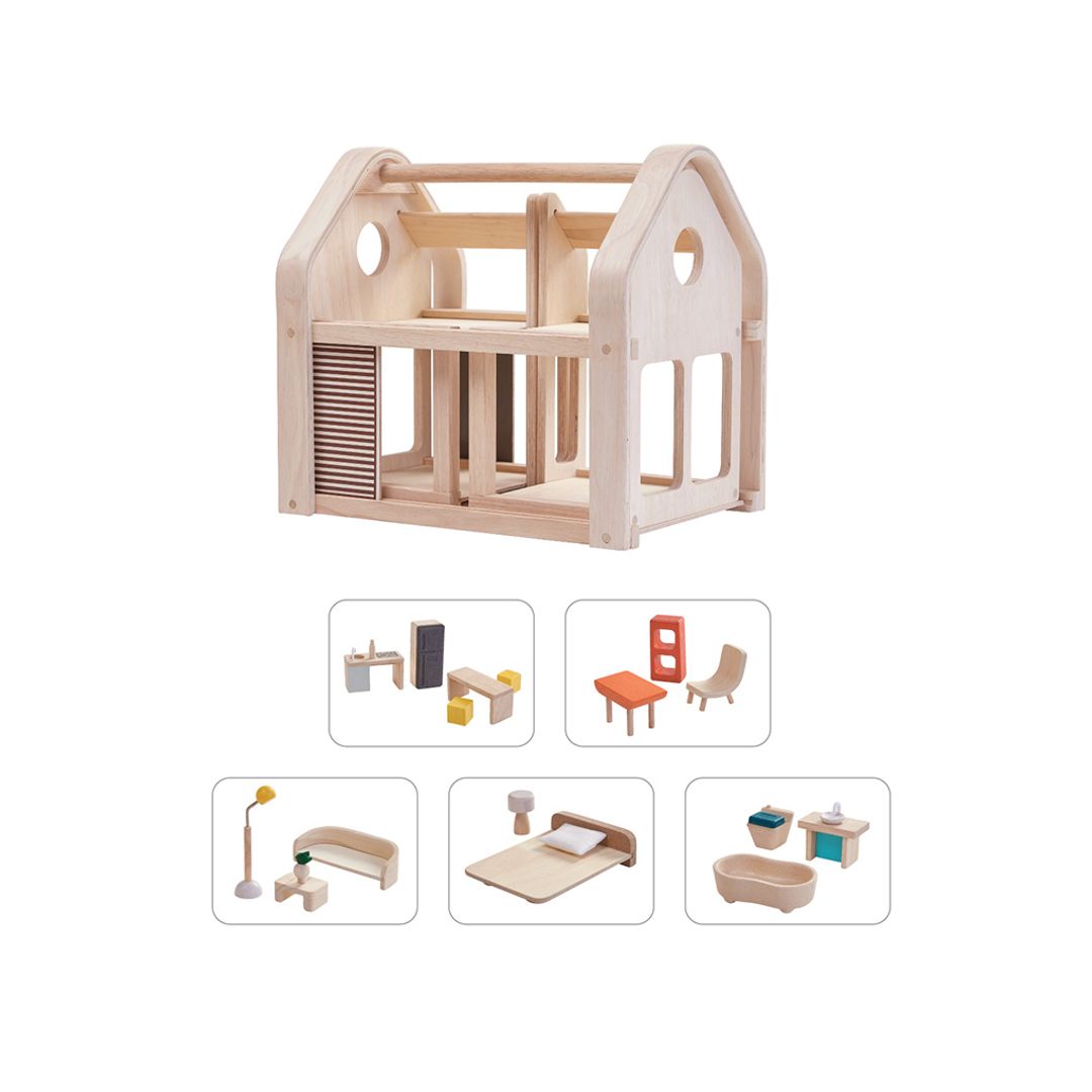 PlanToys Slide N Go Portable Wooden Dollhouse