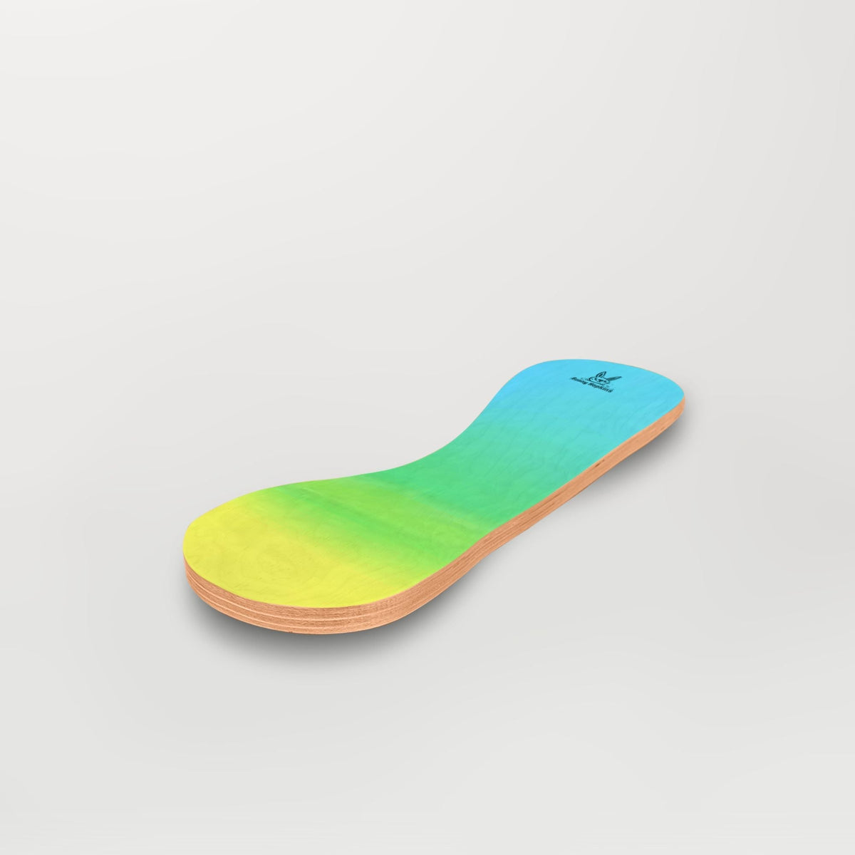 Spinzee board with a yellow, green and turquoise gradient, angled view.