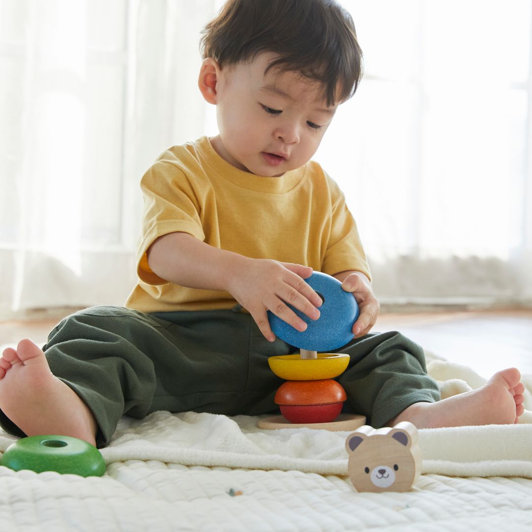PlanToys Bear Wooden Stacking Ring Toy