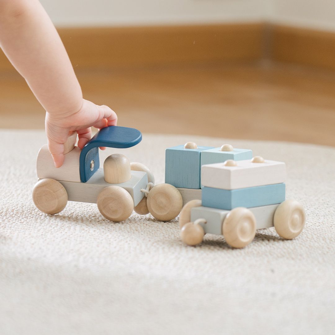 PlanToys Wooden Stacking Train Trio – Orchard