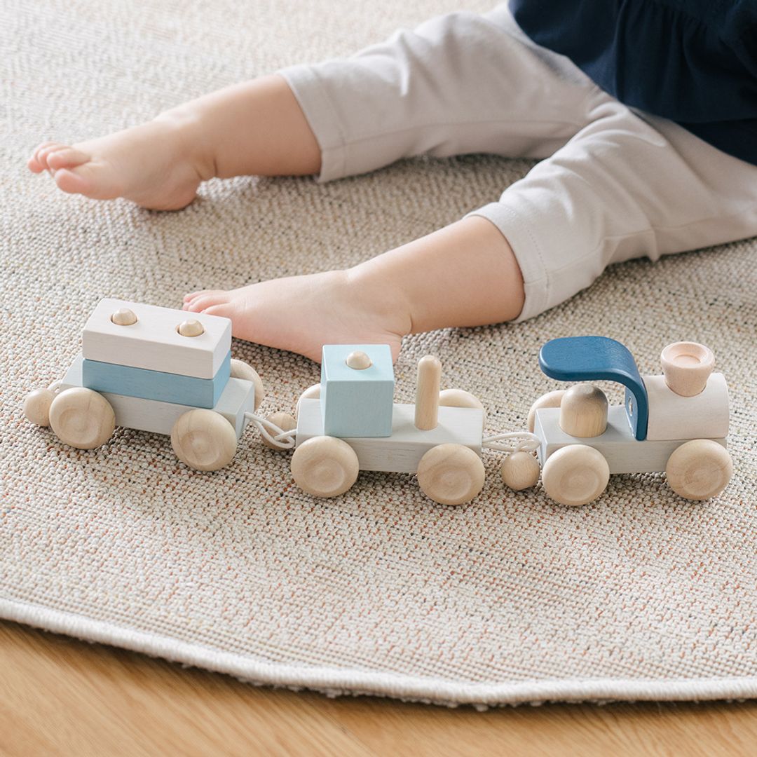 PlanToys Wooden Stacking Train Trio – Orchard