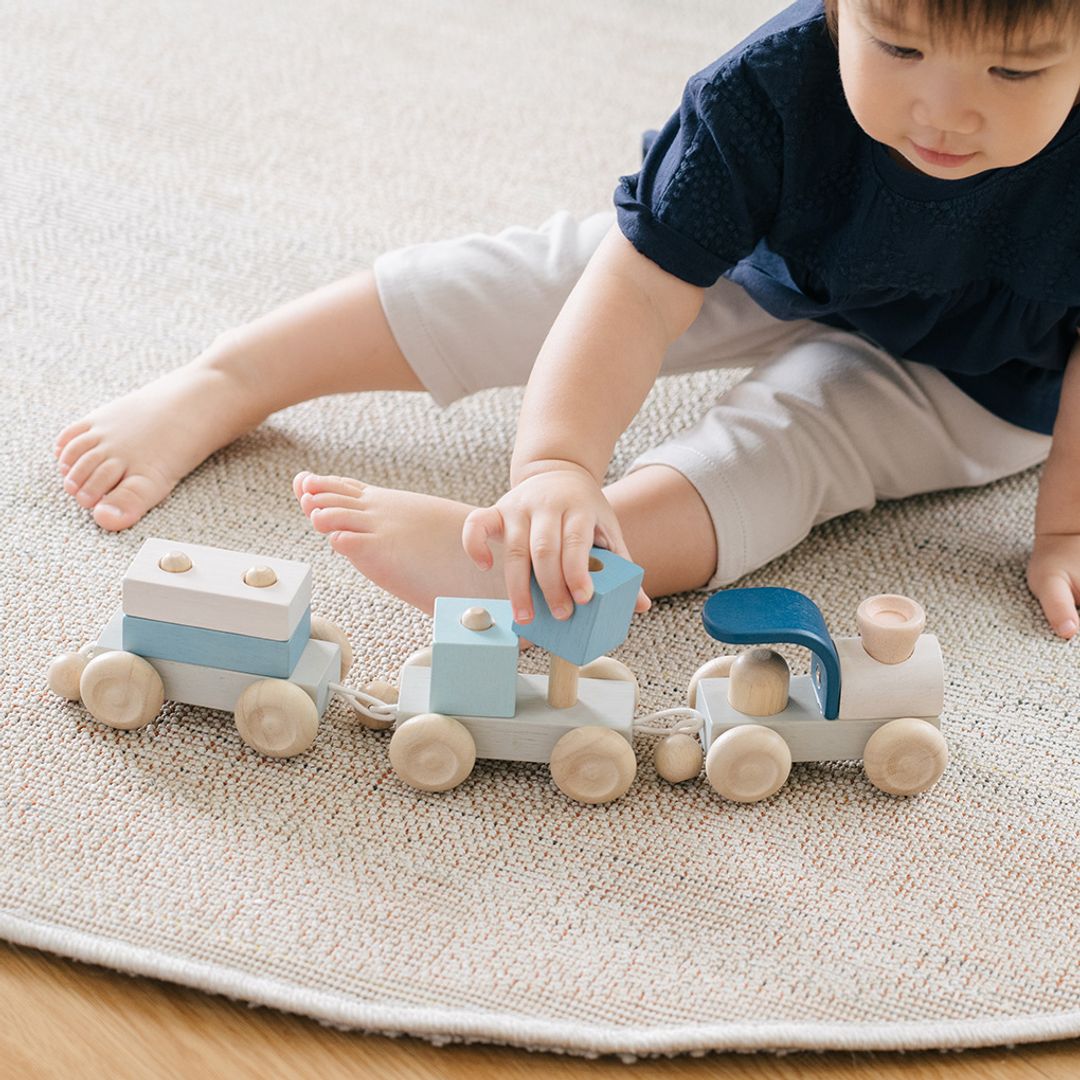 PlanToys Wooden Stacking Train Trio – Orchard