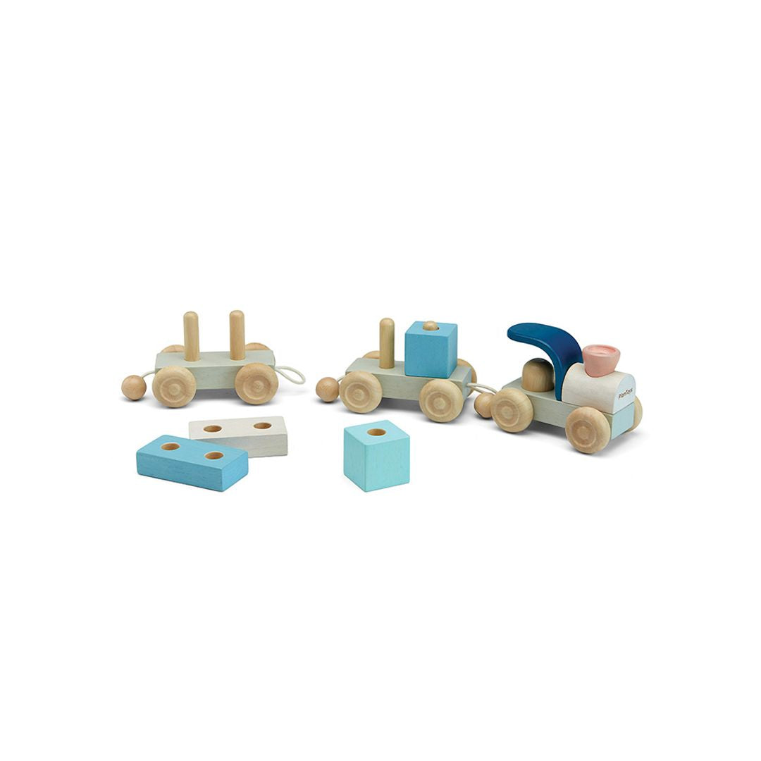 PlanToys Wooden Stacking Train Trio – Orchard