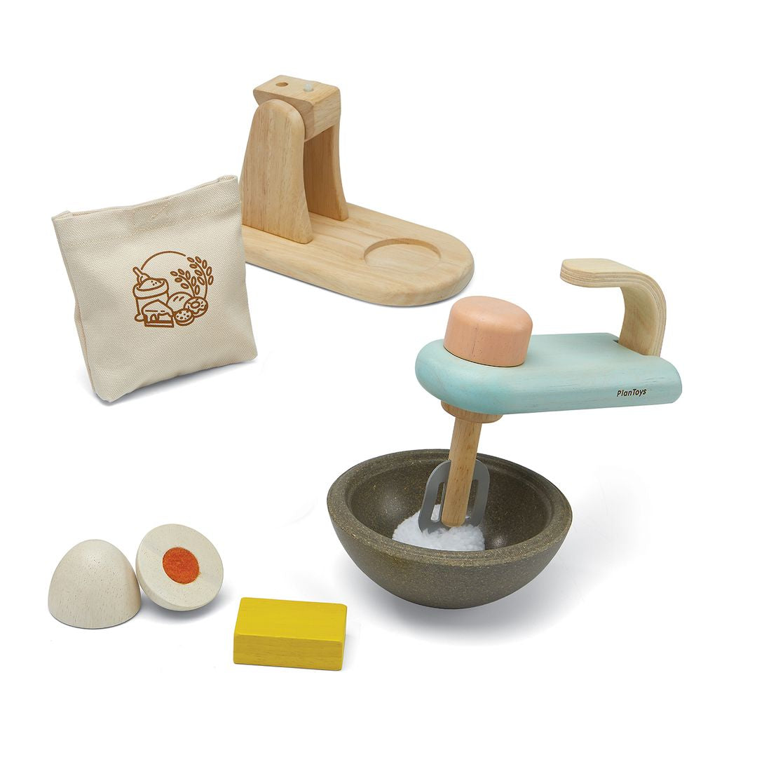 PlanToys Wooden Stand Mixer Pretend Baking Set