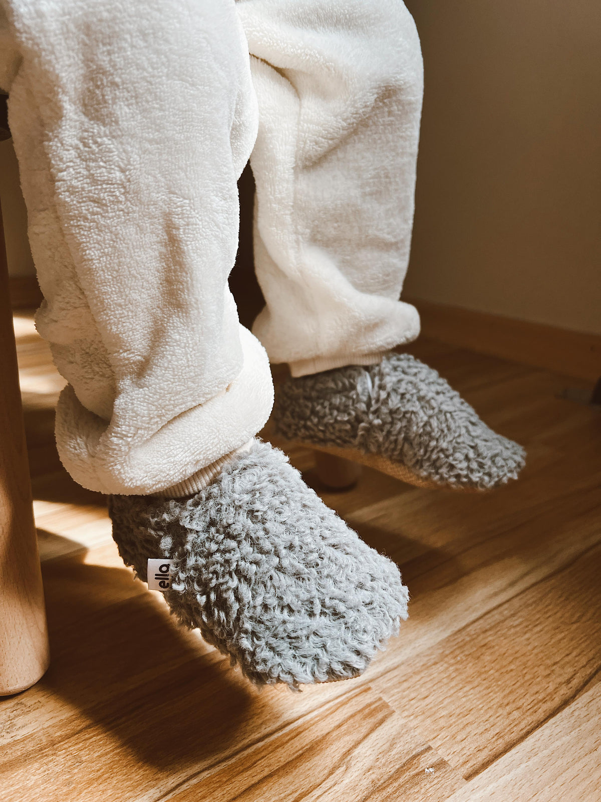 Tedy Baby Booties House Slippers, Non-Slip Sole, Organic Cotton Lining, Home Nursery Shoes Gray - The Baby Penguin