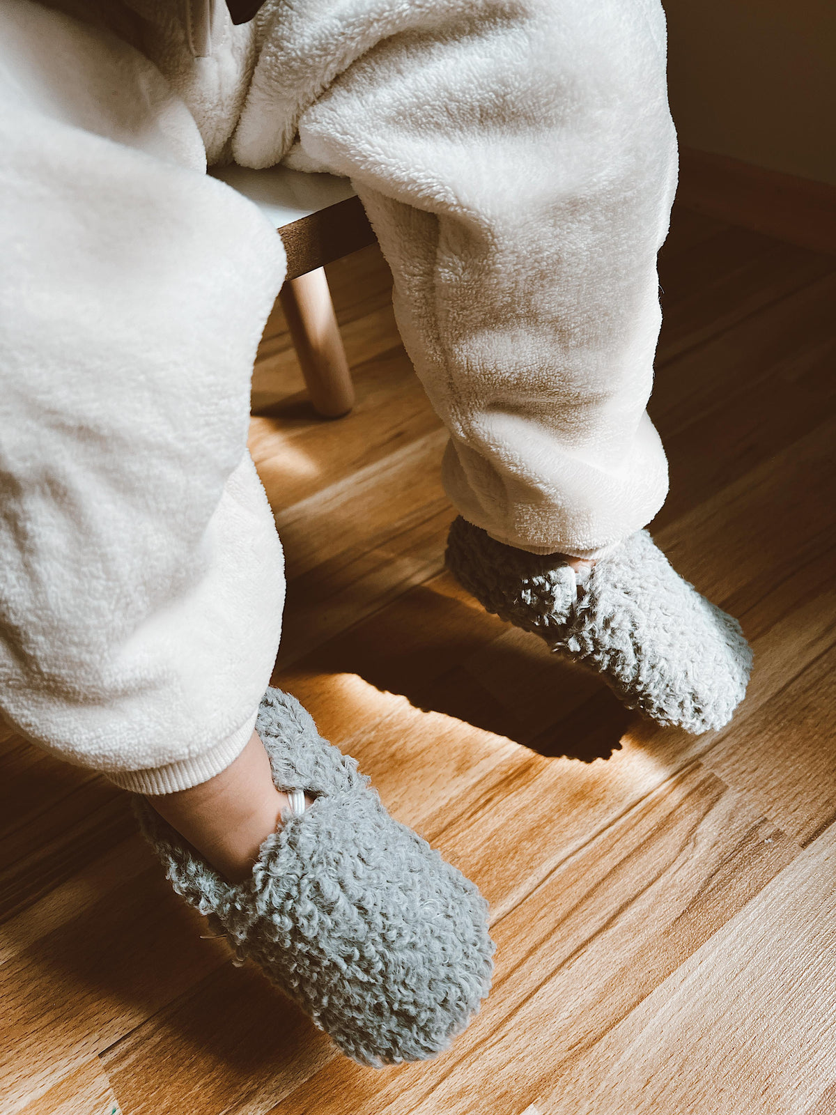 Tedy Baby Booties House Slippers, Non-Slip Sole, Organic Cotton Lining, Home Nursery Shoes Gray - The Baby Penguin