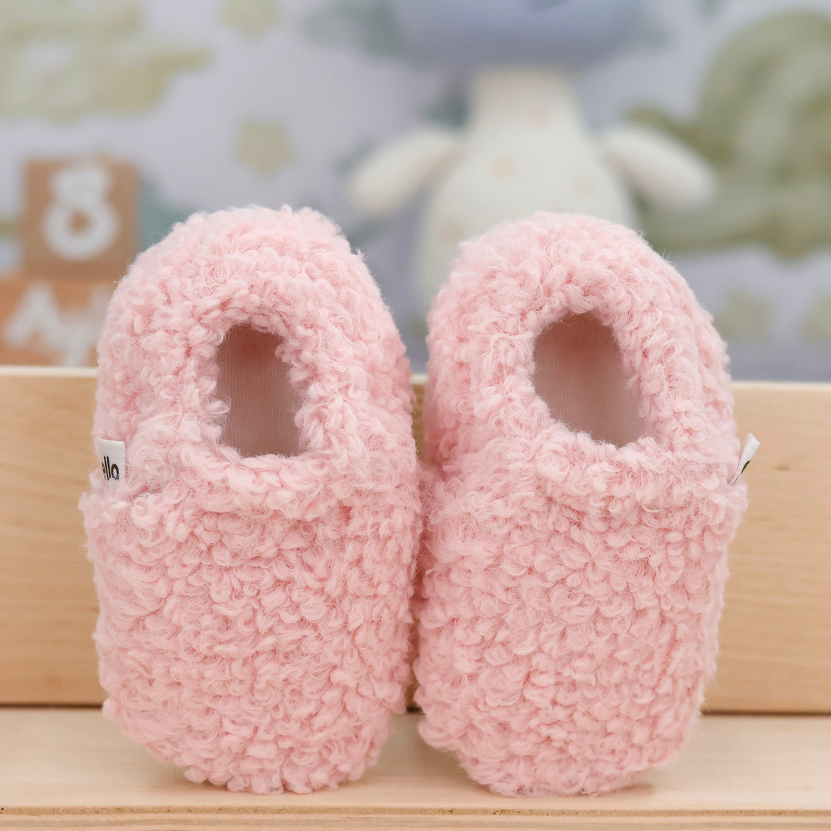 Tedy Baby Booties House Slippers, Non-Slip Sole, Organic Cotton Lining, Home Nursery Shoes Pink - The Baby Penguin