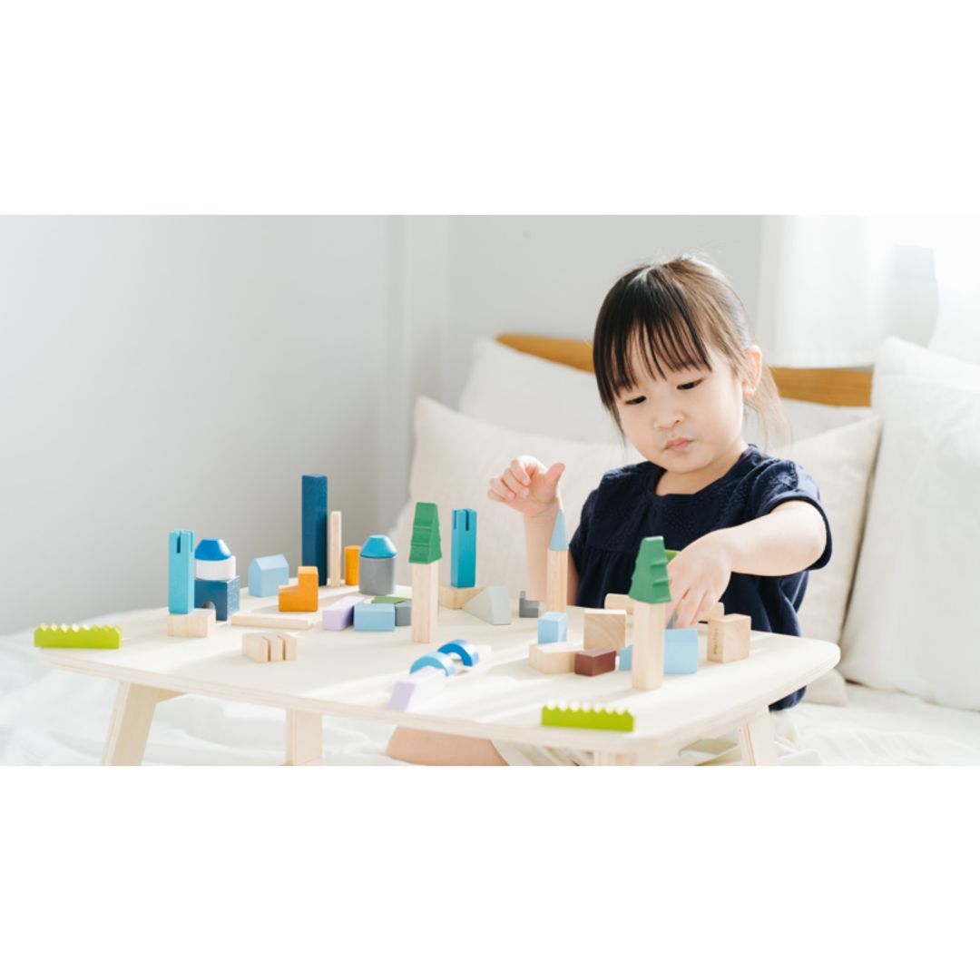 PlanToys Urban City Wooden Building Blocks, 45 Pieces