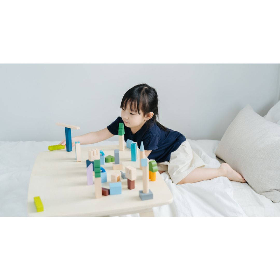 PlanToys Urban City Wooden Building Blocks, 45 Pieces