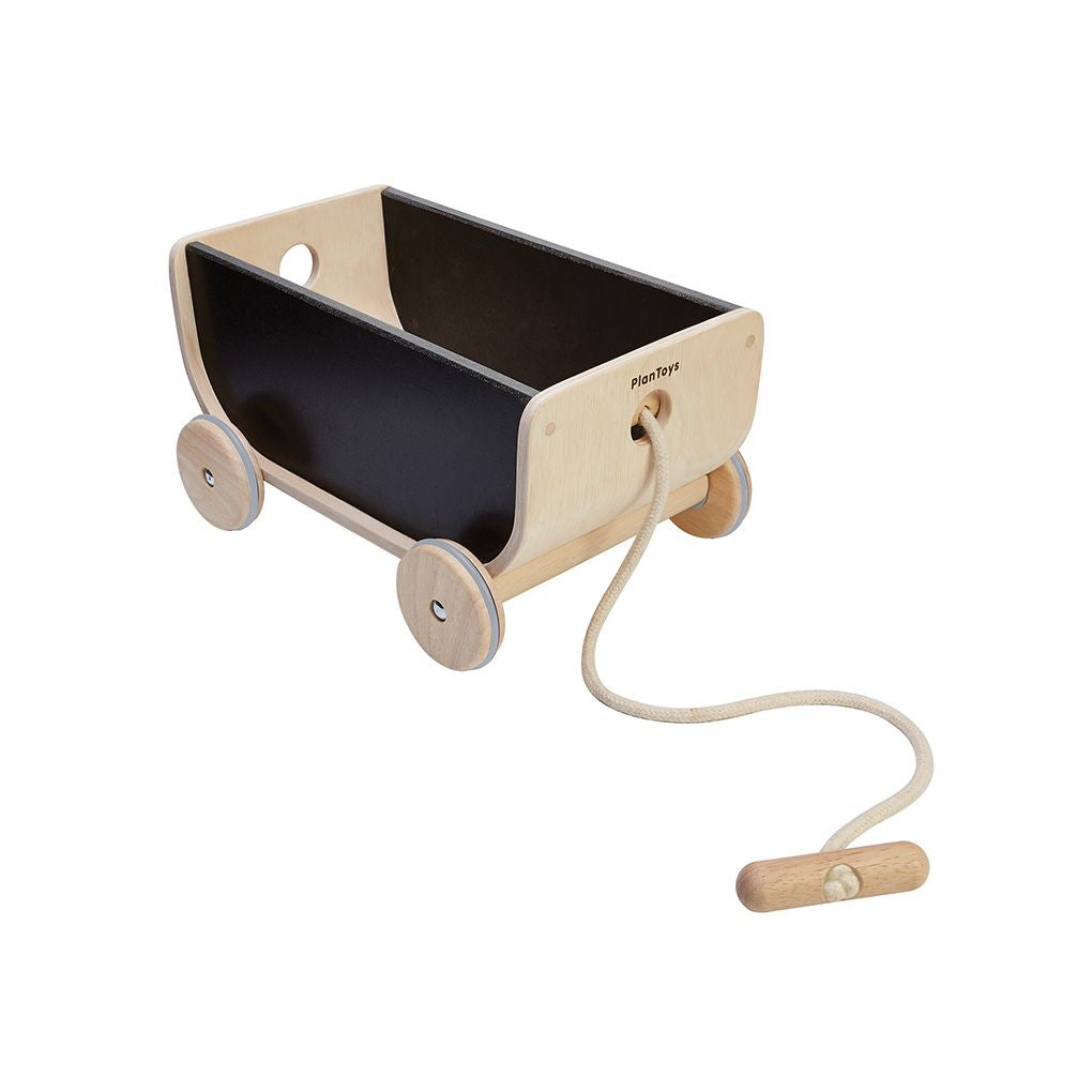 PlanToys Wooden Pull Wagon – Black