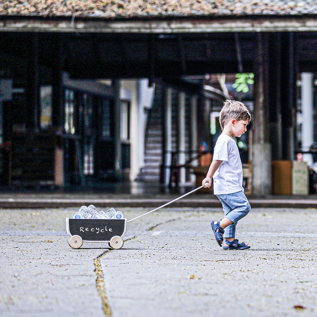 PlanToys Wooden Pull Wagon – Black
