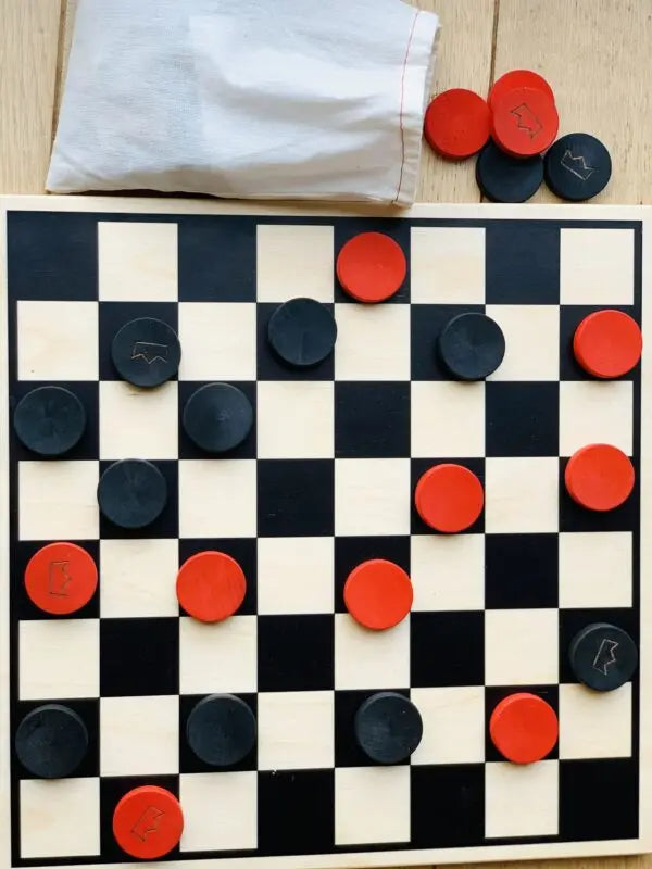 Wooden 15" Checkers Set | Made in USA | Games Maple Landmark